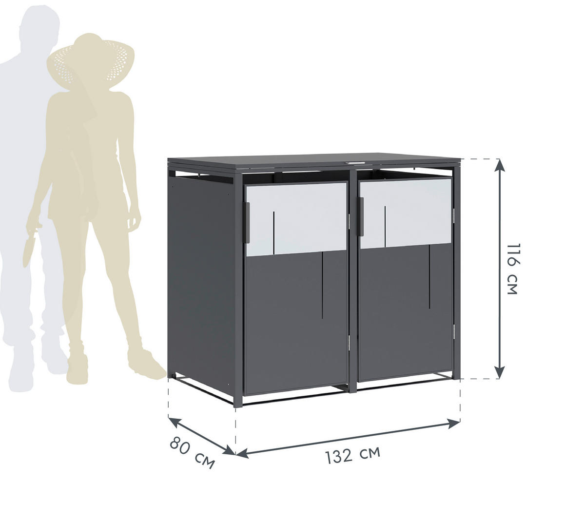 Westmann Mülltonnenbox Tonus anthrazit B/H/L: ca. 132x116x80 cm Tonus - anthrazit (80,00/132,00/116,00cm) - Westmann