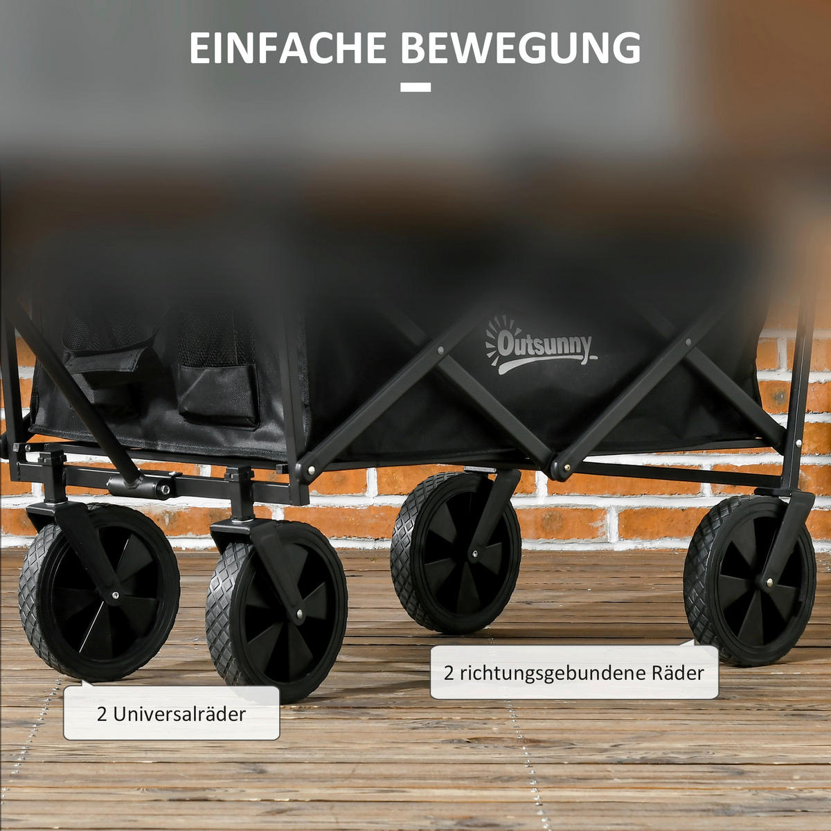 Outsunny Bollerwagen schwarz B/H/L: ca. 52x97x105 cm Bollerwagen - schwarz (105,00/52,00/97,00cm) - Outsunny