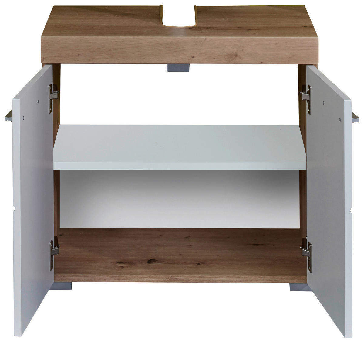 Waschbeckenunterschrank Amanda weiß Hochglanz Asteiche Nachbildung B/H/T: ca. 60x56x34 cm Amanda - weiß (60,00/56,00/34,00cm) - Trendteam