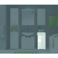 Badkommode Amanda weiß weiß Hochglanz B/H/T: ca. 37x79x31 cm Amanda - weiß (37,00/79,00/31,00cm)