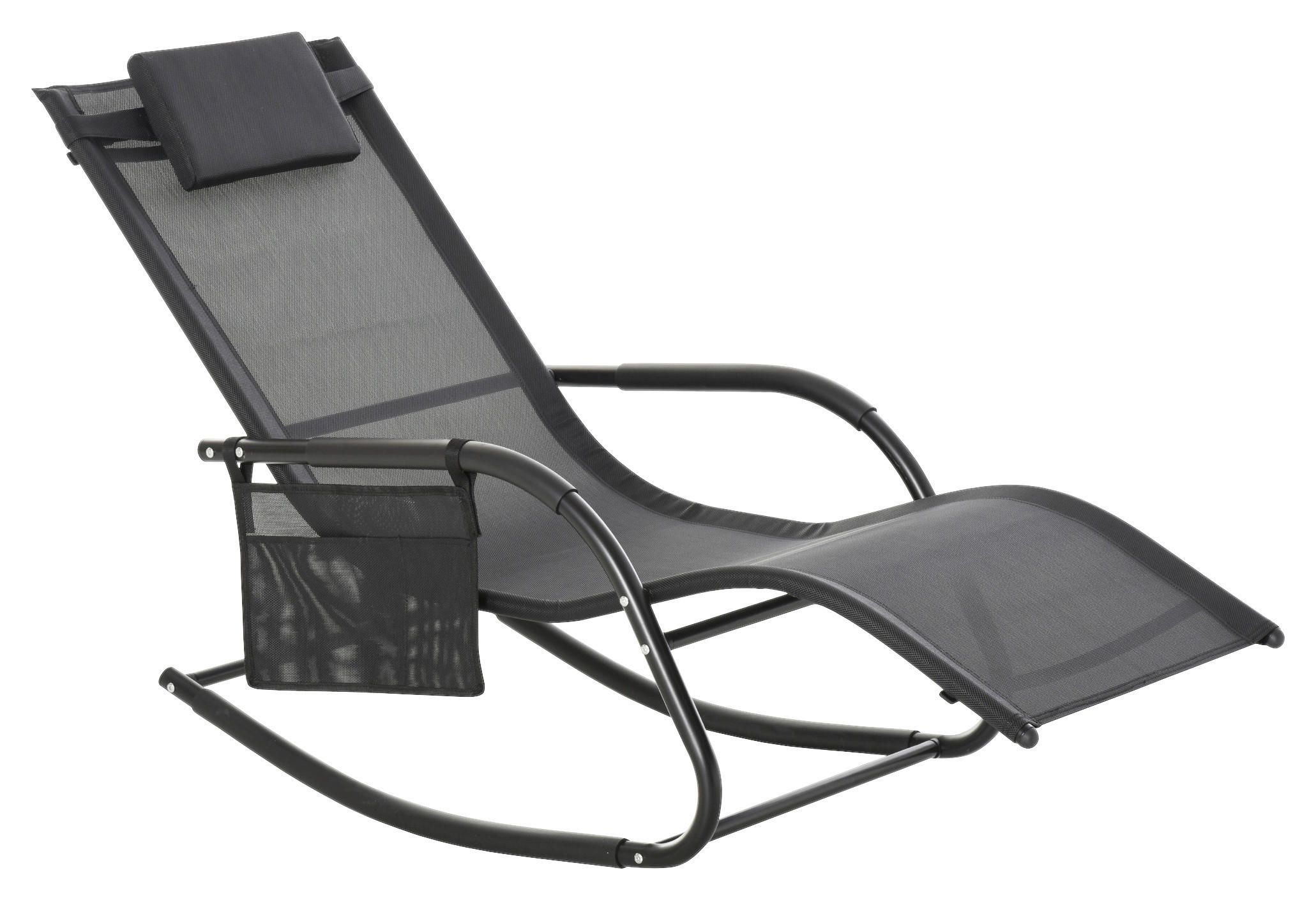 Outsunny Schaukelstuhl schwarz Metall B/H/L: ca. 62x88x150 cm Schaukelstuhl - schwarz (150,00/62,00/88,00cm) - Outsunny