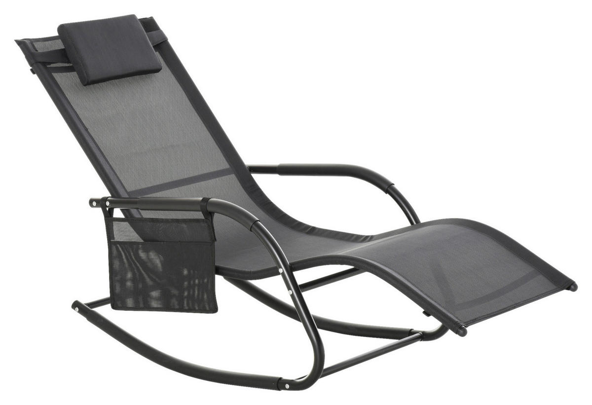 Outsunny Schaukelstuhl schwarz Metall B/H/L: ca. 62x88x150 cm Schaukelstuhl - schwarz (150,00/62,00/88,00cm) - Outsunny