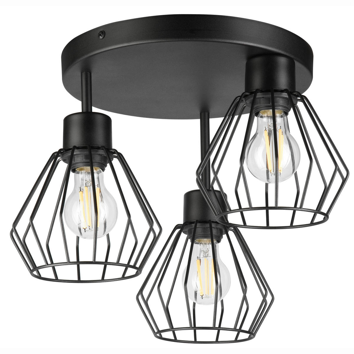 Lamkur Deckenleuchte AUDREY 50621 schwarz Stahl Glas H/L: ca. 32x38 cm E27 3 Brennstellen Audrey - schwarz (38,00cm) - Lamkur