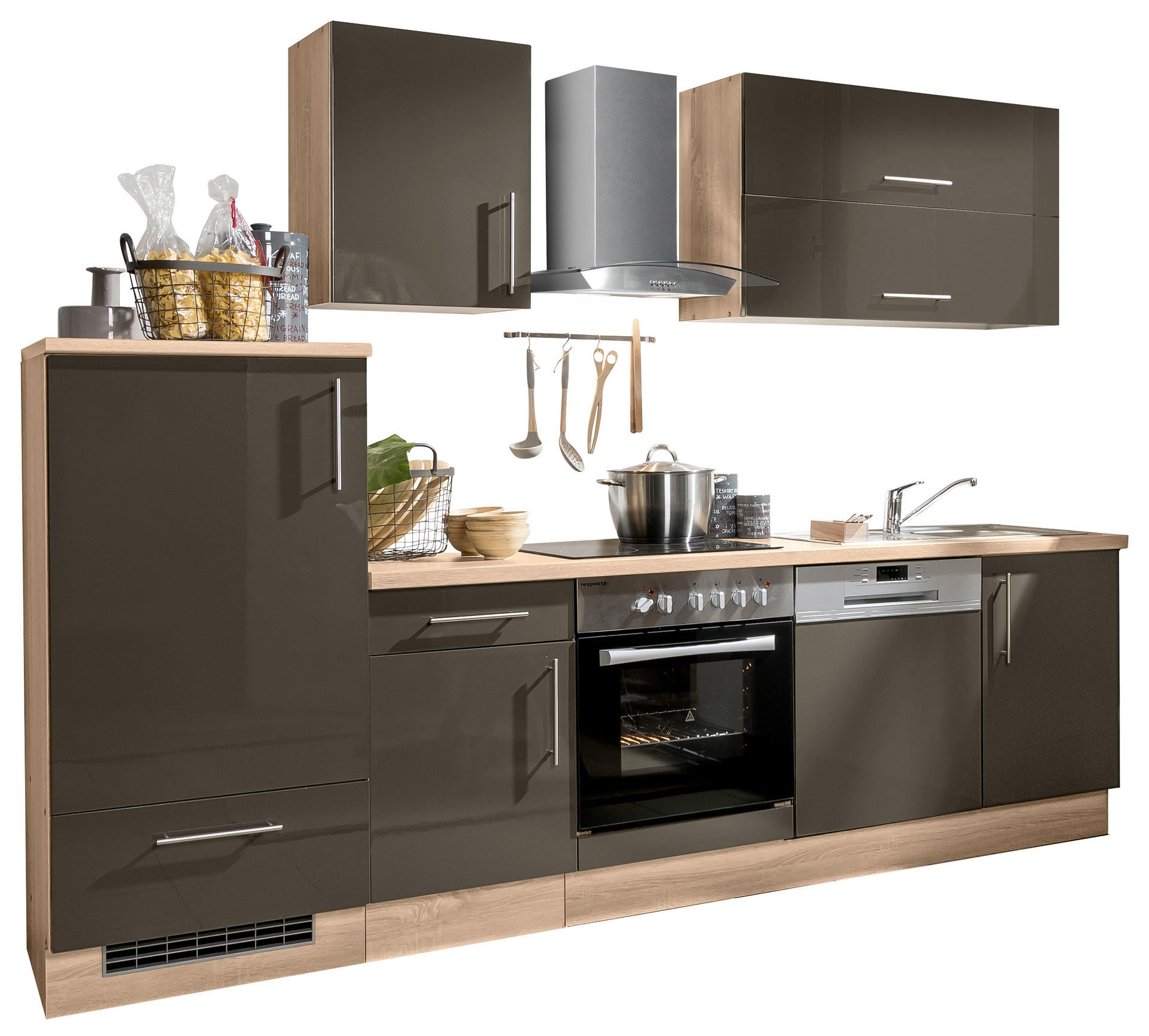 Küchenblock Jana B/T: ca. 280x60 cm Jana - Eiche/Lava (280,00/60,00cm)