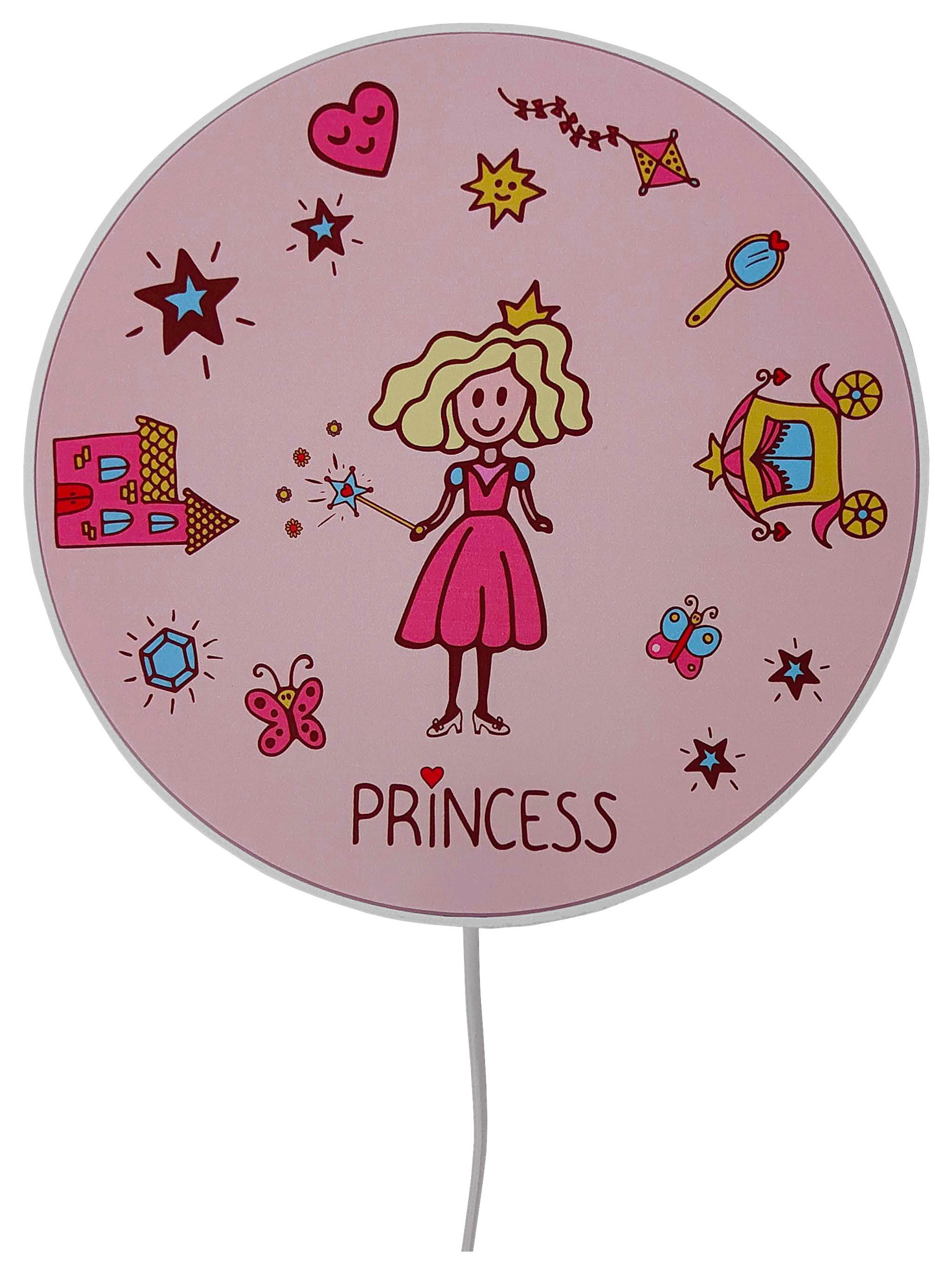 Niermann Kinderwandleuchte Princess 40680 rosa Kunststoff D: ca. 25 cm E14 1 Brennstellen Wandleuchte_Prinzessin - rosa (25,00cm) - Niermann