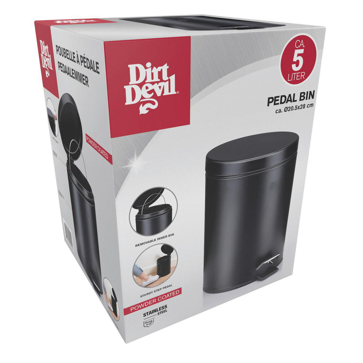 Dirt Devil Treteimer schwarz Edelstahl H/D: ca. 28x20,5 cm Treteimer - schwarz (20,50/28,00cm) - Dirt Devil