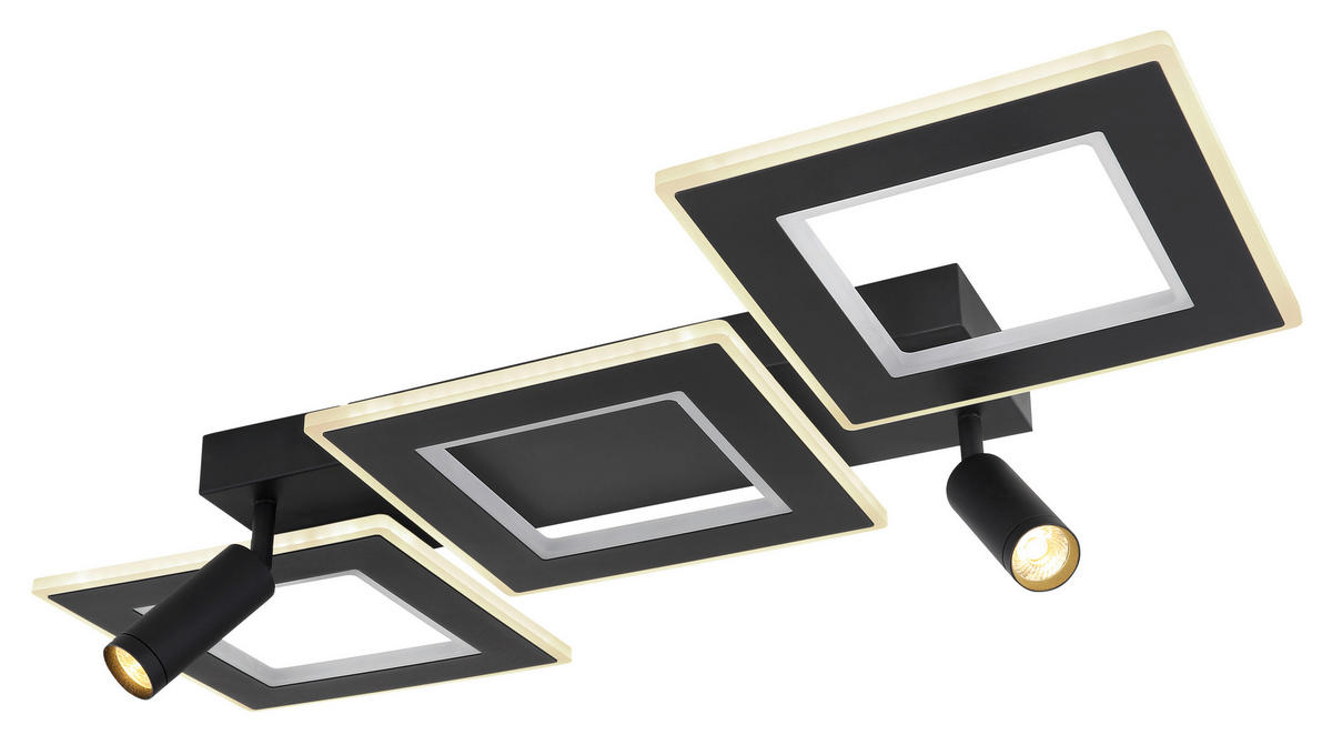 GLOBO Deckenleuchte schwarz Opal Metall Acryl B/H/L: ca. 56x11,5x82 cm 2 Brennstellen Marian - schwarz/Opal (82,00/56,00/11,50cm) - GLOBO