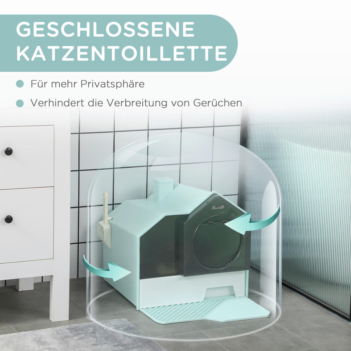 PawHut Katzen-Zubehör hellblau Edelstahl B/H/L: ca. 45x47x42 cm Katzentoilette - hellblau (42,00/45,00/47,00cm) - PawHut