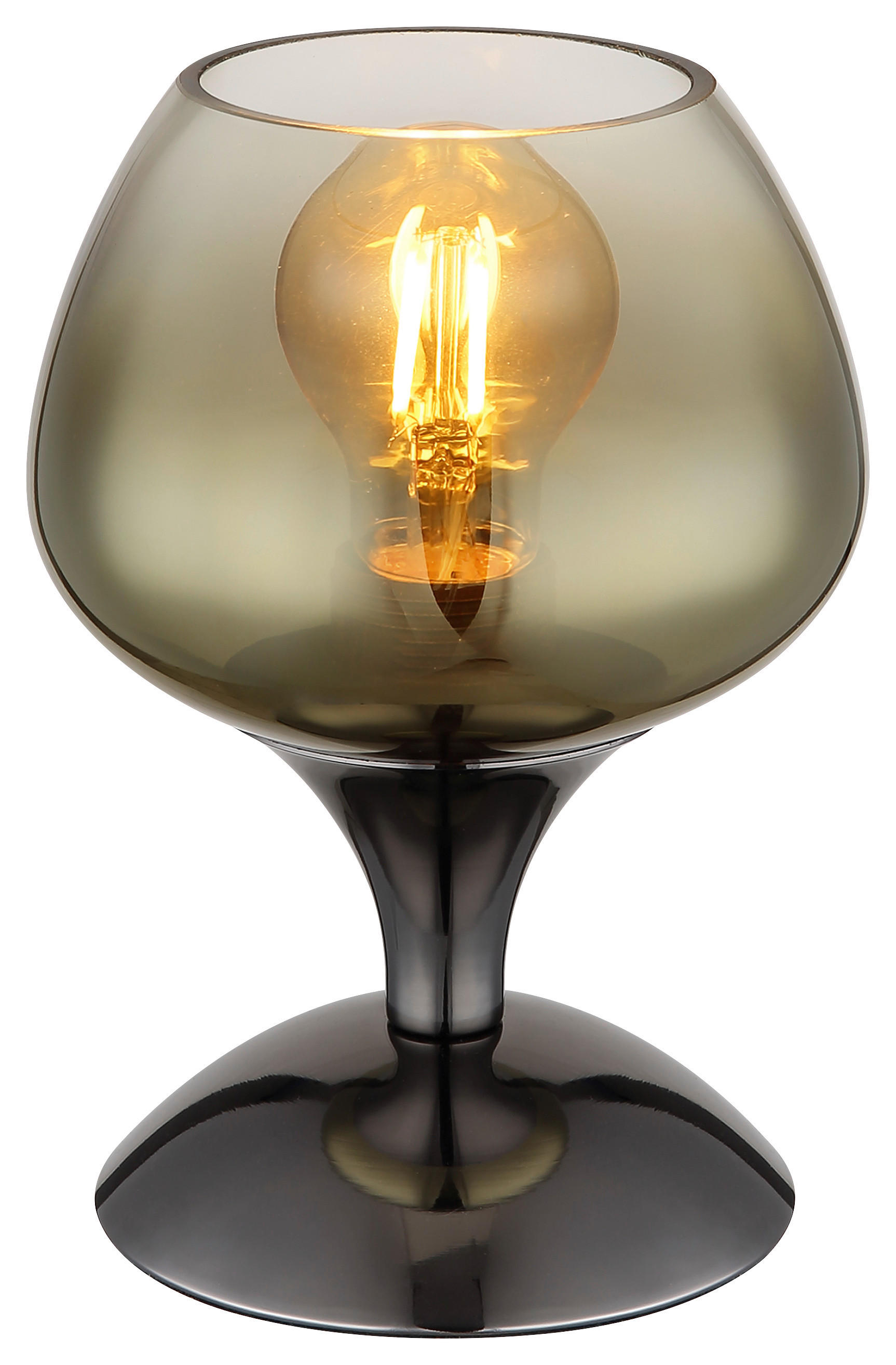 GLOBO Tischleuchte schwarz Chrom gold Glas Textil Metall H/D: ca. 20,5x15 cm E27 1 Brennstellen MAXY - gold/schwarz (15,00/20,50cm) - GLOBO