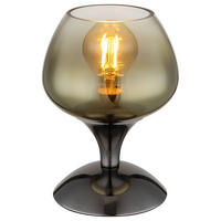GLOBO Tischleuchte schwarz Chrom gold Glas Textil Metall H/D: ca. 20,5x15 cm E27 1 Brennstellen MAXY - gold/schwarz (15,00/20,50cm) - GLOBO