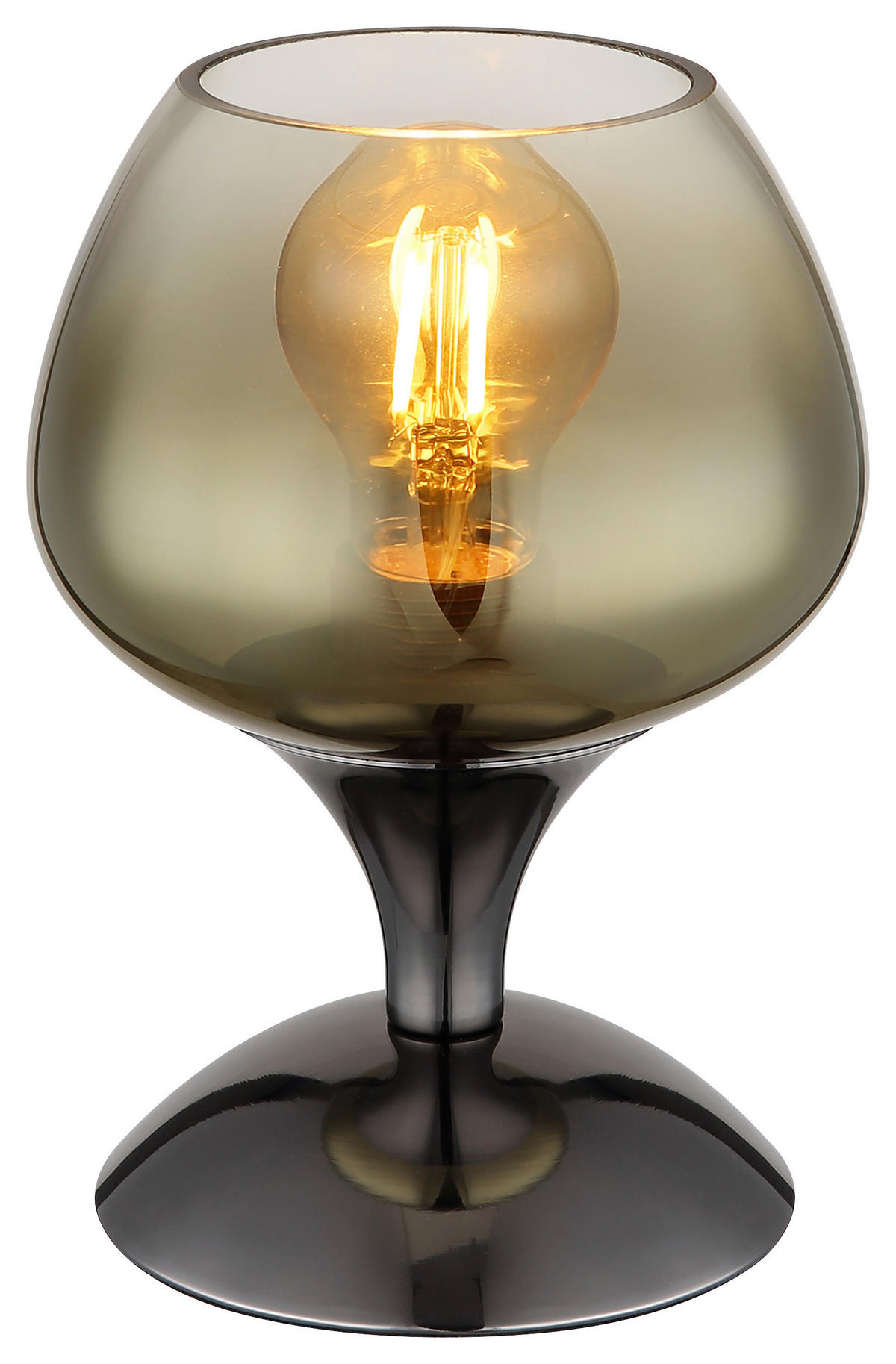 GLOBO Tischleuchte schwarz Chrom gold Glas Textil Metall H/D: ca. 20,5x15 cm E27 1 Brennstellen MAXY - gold/schwarz (15,00/20,50cm) - GLOBO