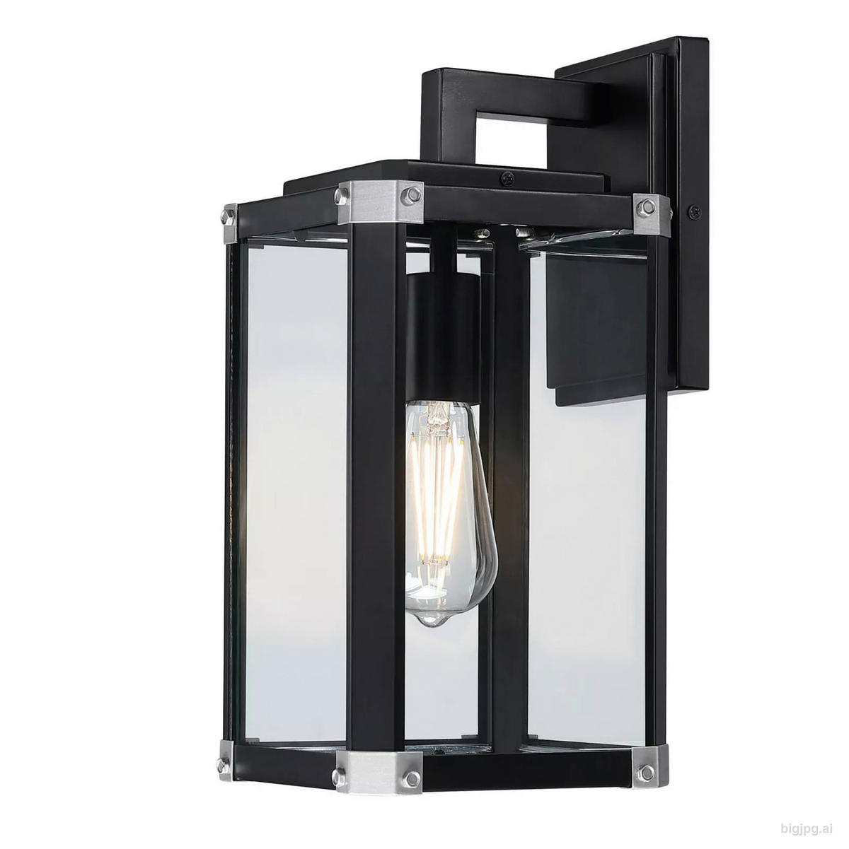 Westinghouse Außenwandleuchte Glendora mattschwarz Metall Glas B/H/L: ca. 18x38x21 cm E27 1 Brennstellen Glendora - mattschwarz (21,00/18,00/38,00cm) - Westinghouse