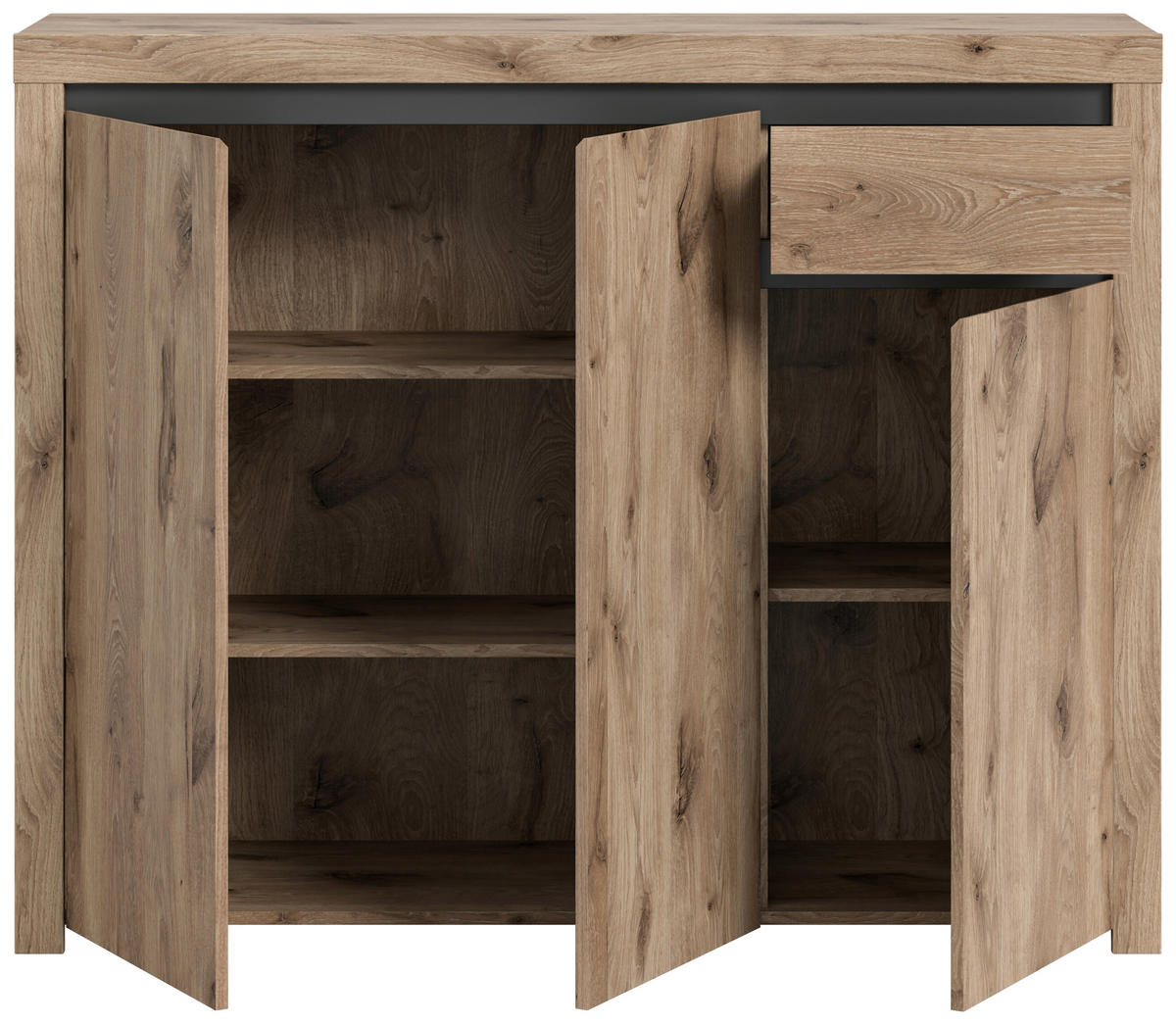 Kommode Woody Nox Oak Nachbildung anthrazit B/H/T: ca. 131x105x37 cm Woody - anthrazit (131,00/105,00/37,00cm)
