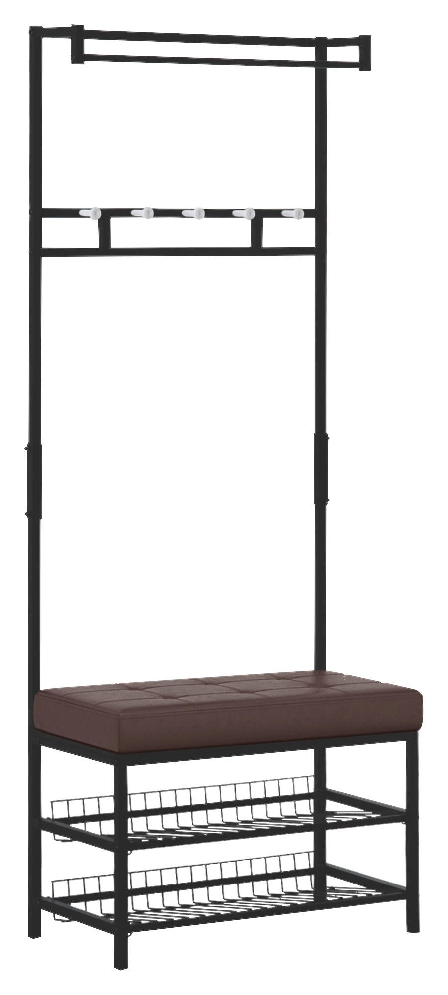 HOMCOM Garderobe schwarz Polypropylen B/H/L: ca. 35x725x180 cm Garderobenmodul - braun/schwarz (180,00/35,00/725,00cm) - HOMCOM