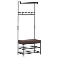 HOMCOM Garderobe schwarz Polypropylen B/H/L: ca. 35x725x180 cm Garderobenmodul - braun/schwarz (180,00/35,00/725,00cm) - HOMCOM