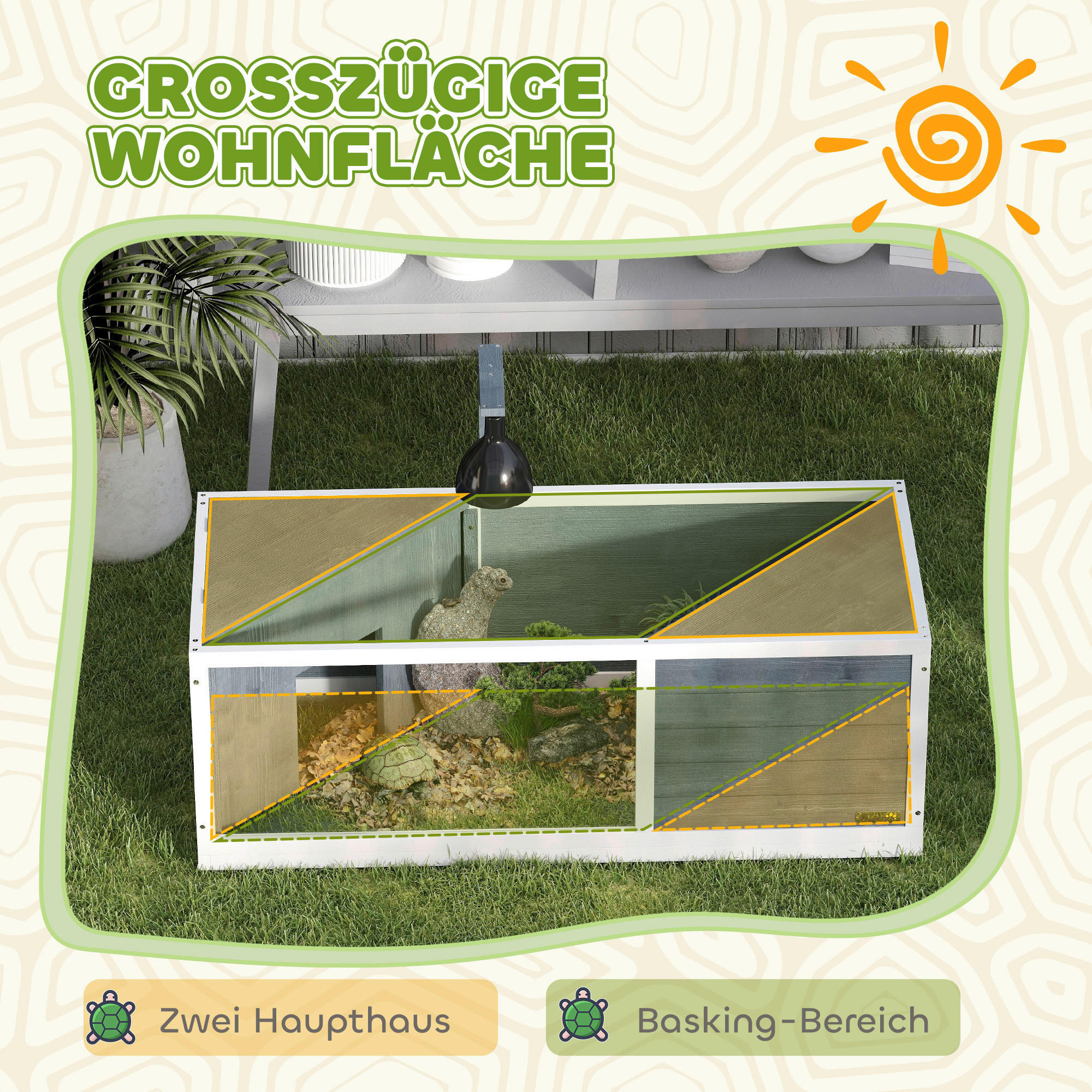 Thumbnail - PawHut Schildkrötenhaus grau Holz B/H/L: ca. 50x40x120 cm