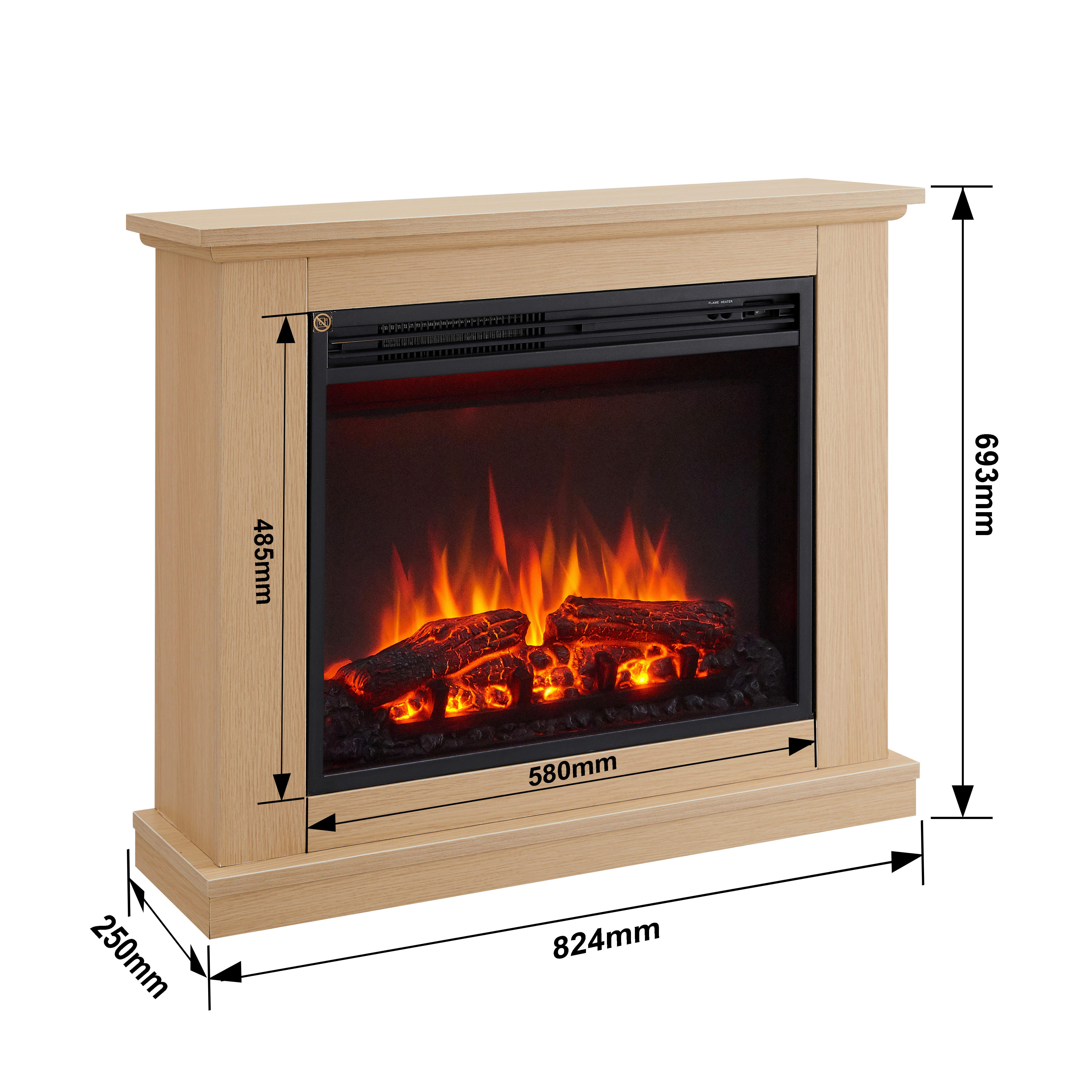 Balderia Elektrischer Kamin Phanos hellbraun MDF B/H/T: ca. 82,4x69,3x27,9 cm ca. 2000 W Elek.-Kamin Phanos EF321A-MT321C-NO - hellbraun (82,40/69,30/27,90cm) - Balderia
