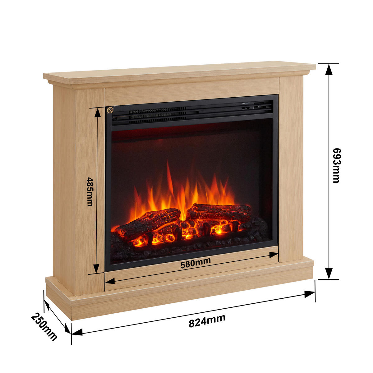 Balderia Elektrischer Kamin Phanos hellbraun MDF B/H/T: ca. 82,4x69,3x27,9 cm ca. 2000 W Elek.-Kamin Phanos EF321A-MT321C-NO - hellbraun (82,40/69,30/27,90cm) - Balderia