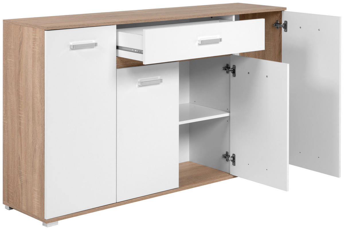 Sideboard Volos Eiche Sonoma Nachbildung weiß B/H/T: ca. 160x90x38 cm Volos - Eiche/weiß (160,00/90,00/38,00cm)