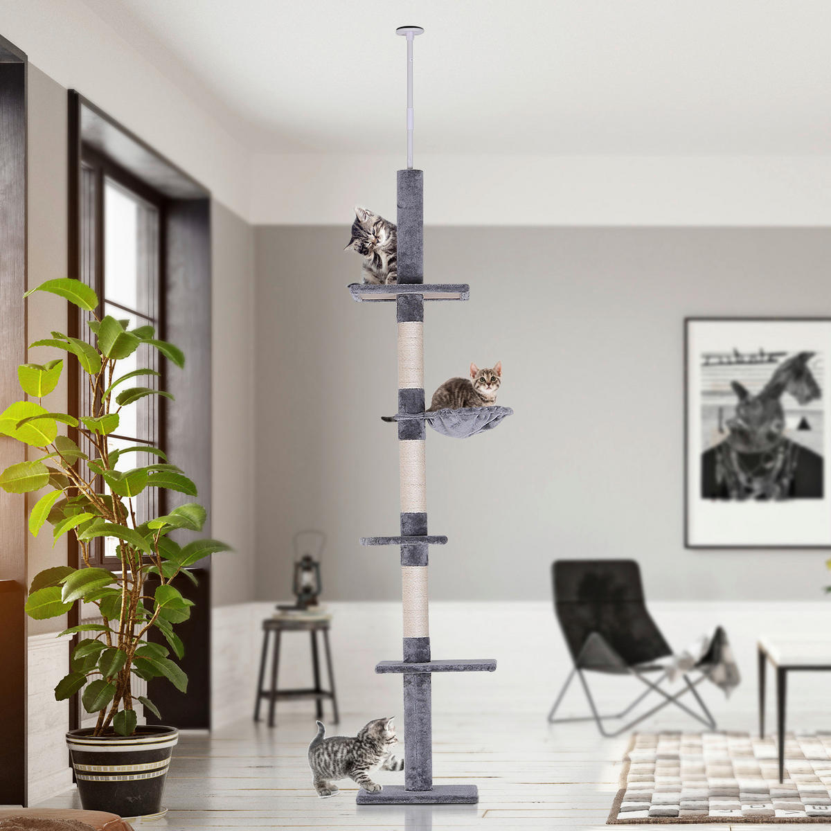 PawHut Kratzbaum grau Spanplatte B/H/L: ca. 34x260x40 cm Kratzbaum - grau (40,00/34,00/260,00cm) - PawHut