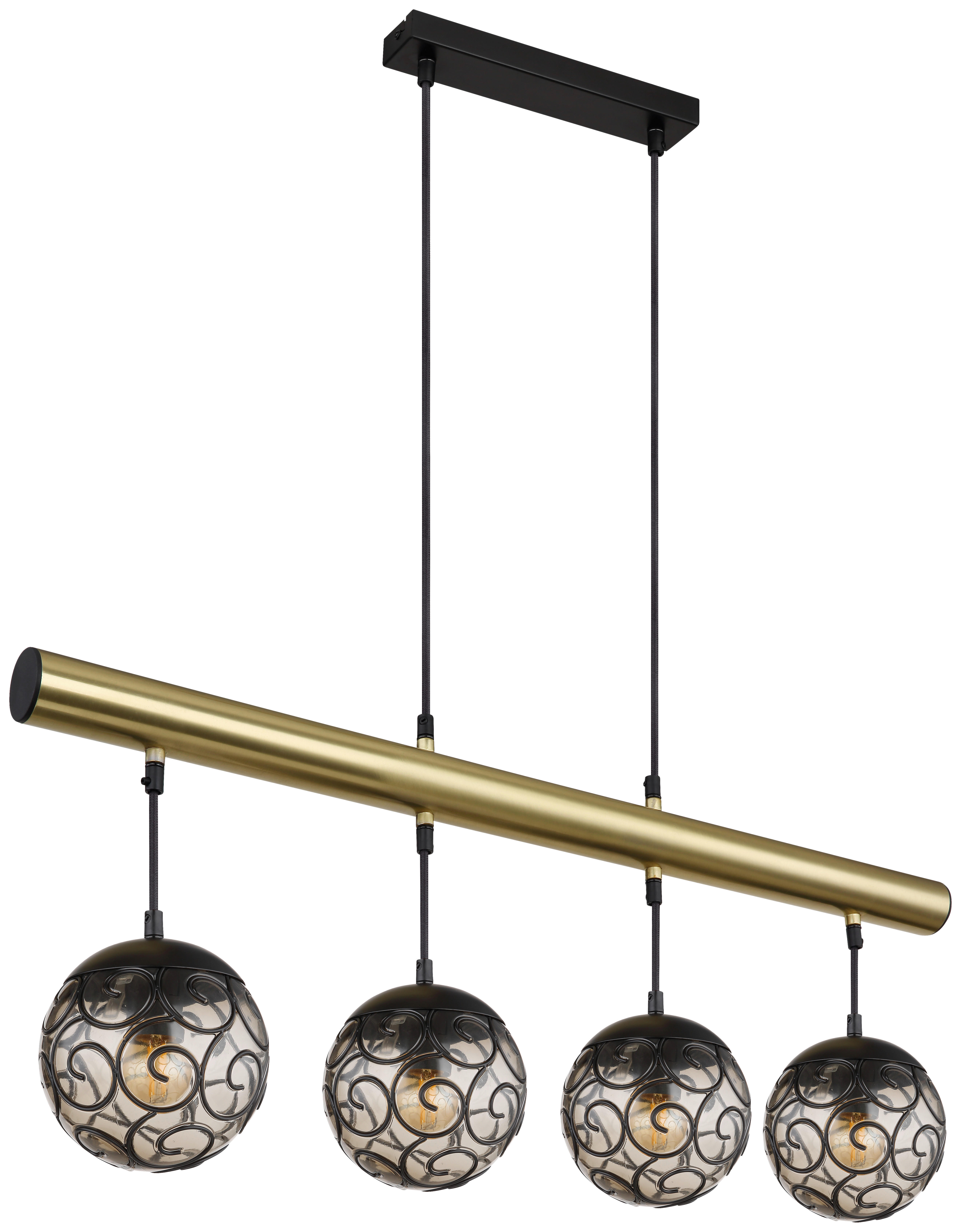 GLOBO Pendelleuchte Rauch Metall Kunststoff B/H/L: ca. 90x15x120 cm E27 4 Brennstellen Pendelleuchte_Fitz - Rauch (120,00/90,00/15,00cm) - GLOBO