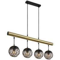 GLOBO Pendelleuchte Rauch Metall Kunststoff B/H/L: ca. 90x15x120 cm E27 4 Brennstellen Pendelleuchte_Fitz - Rauch (120,00/90,00/15,00cm) - GLOBO