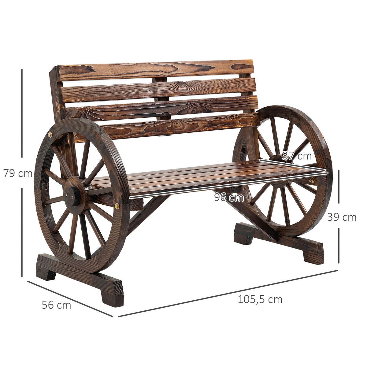 Outsunny Gartenbank Gartenbank - grau (105,50/56,00/79,00cm) - Outsunny