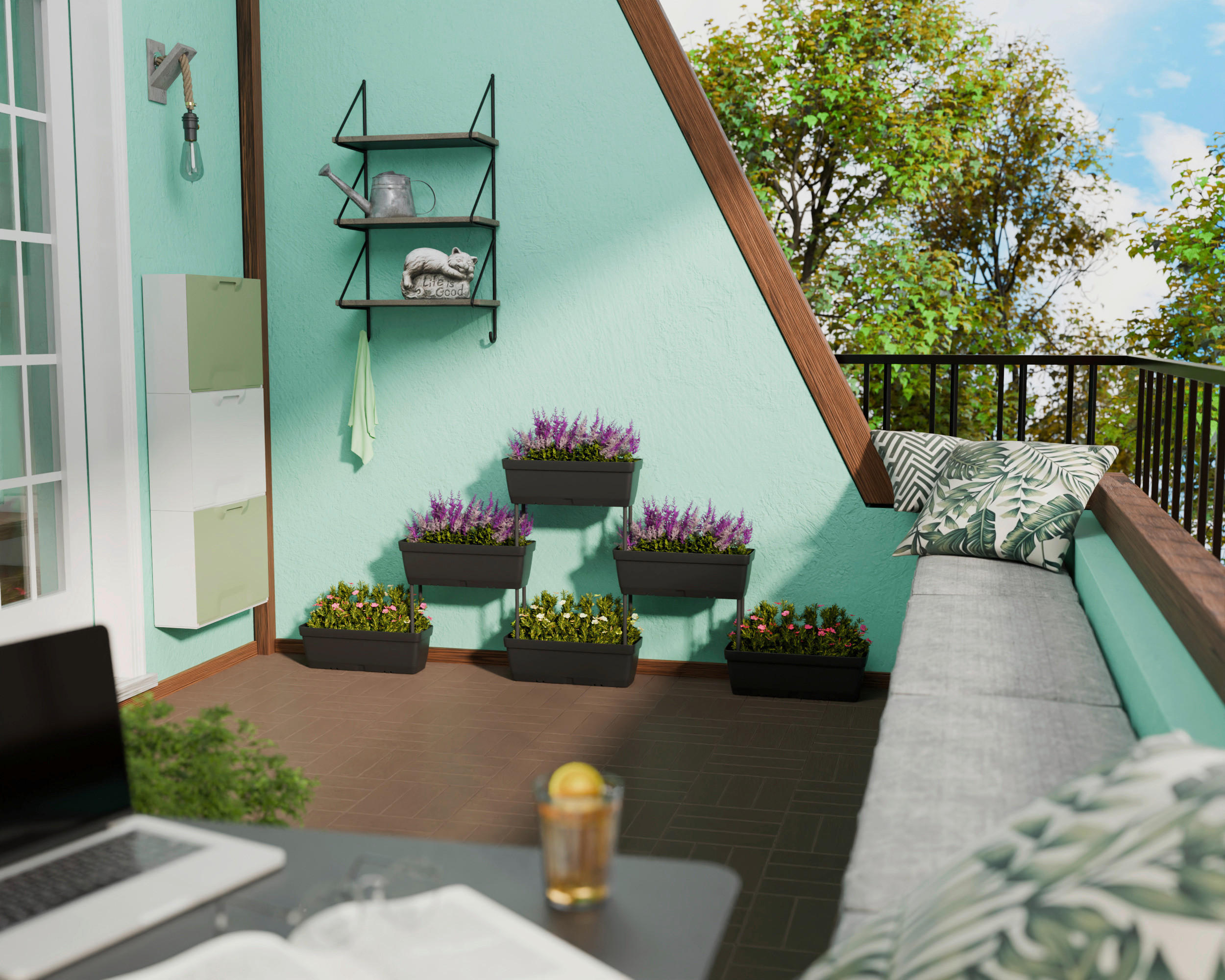 Thumbnail - Lolego Veg Pflanzständer dunkelgrau Polypropylen B/H/L: ca. 17x32x50 cm