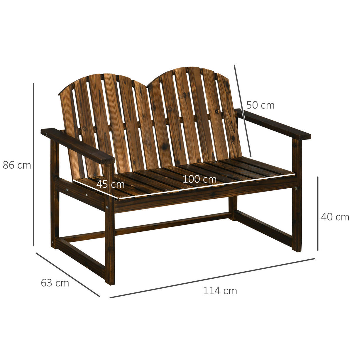 Outsunny Gartenbank grau Holz B/H/L: ca. 63x114x86 cm Gartenbank - grau (86,00/63,00/114,00cm) - Outsunny