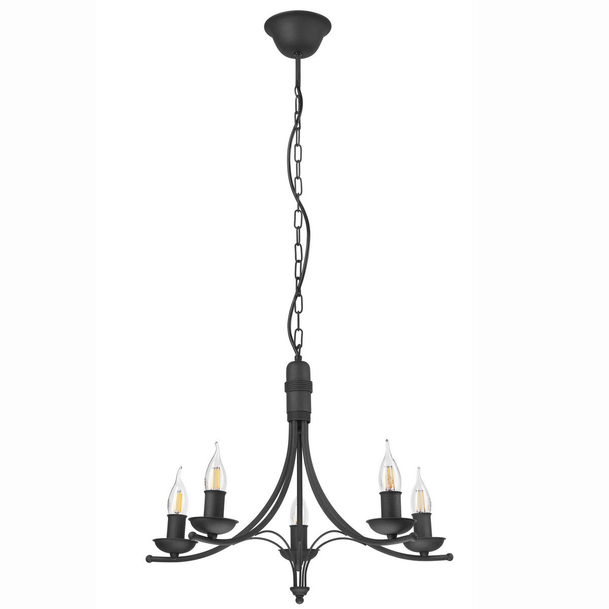 Lamkur Pendelleuchte LUCY 44101 schwarz Stahl H/L: ca. 100x58 cm E14 5 Brennstellen Lucy - schwarz (58,00cm) - Lamkur