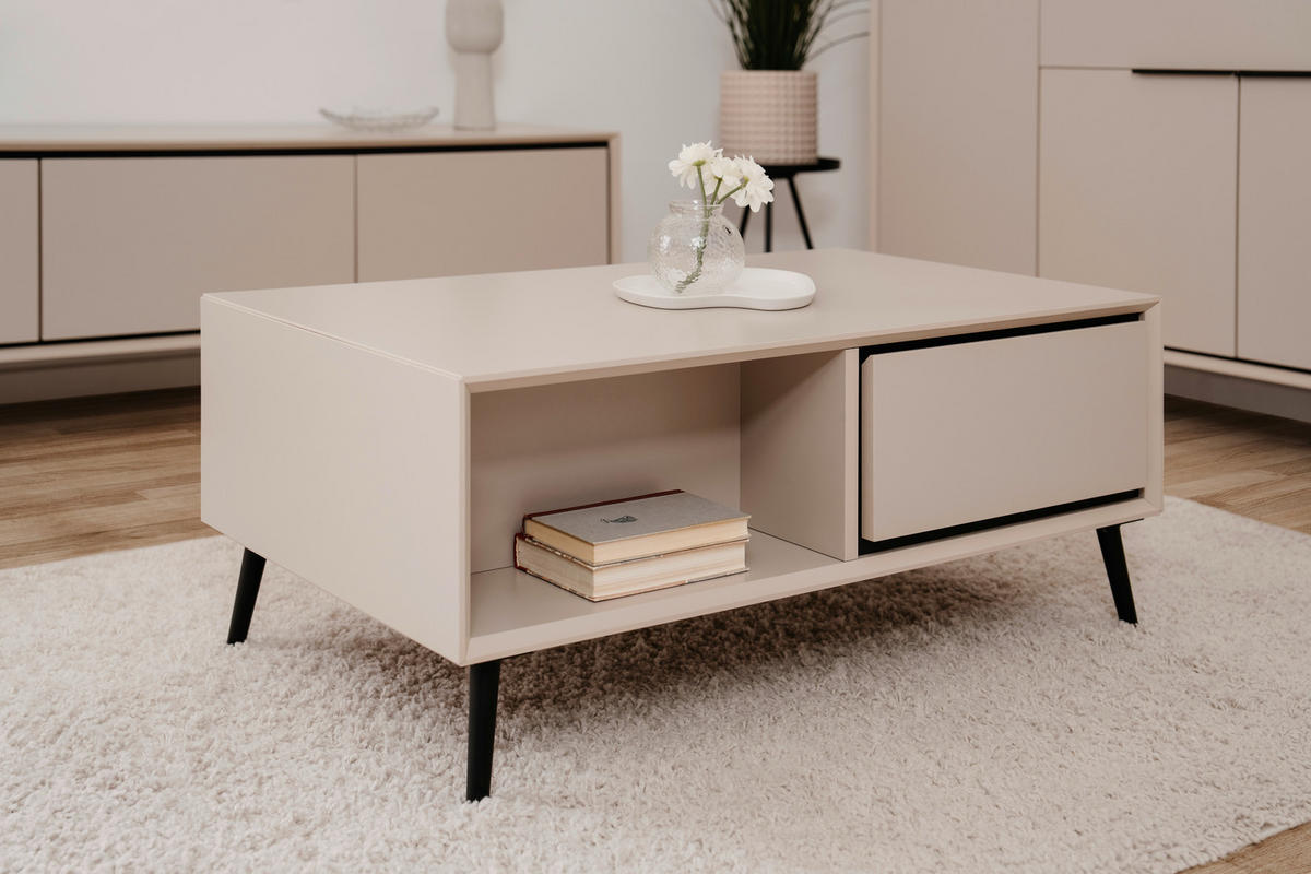 Couchtisch Arona sand schwarz B/H/T: ca. 94x40x55 cm Arona - sand/schwarz (94,00/40,00/55,00cm)