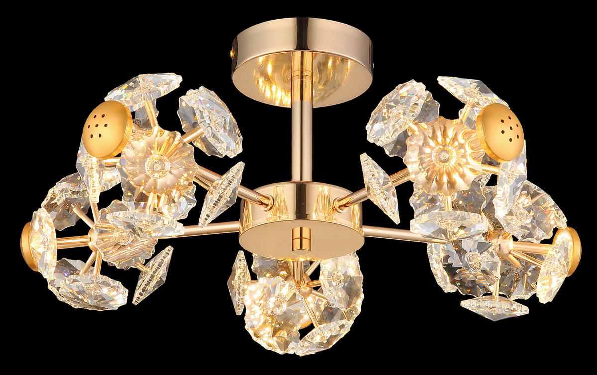 GLOBO Deckenleuchte gold klar Glas Metall H/D: ca. 22x50 cm 1 Brennstellen Floriella - gold/klar (50,00/22,00cm) - GLOBO