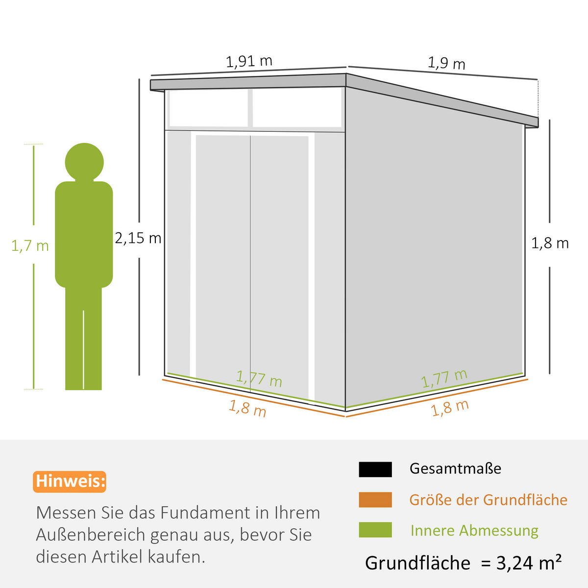 Outsunny Gerätehaus dunkelgrau B/H/L: ca. 190x215x191 cm Gerätehaus - dunkelgrau (191,00/190,00/215,00cm) - Outsunny