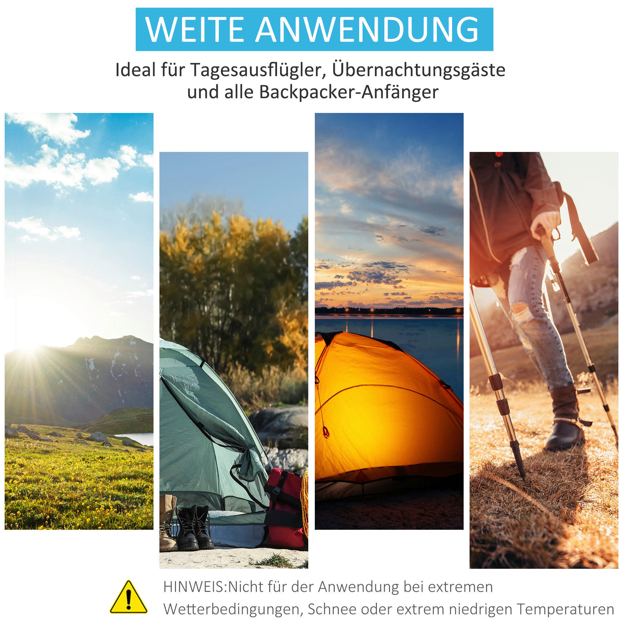 Outsunny Zelt blau Polypropylen B/H/L: ca. 108x220x110 cm Wurfzelt - blau/grau (110,00/108,00/220,00cm) - Outsunny