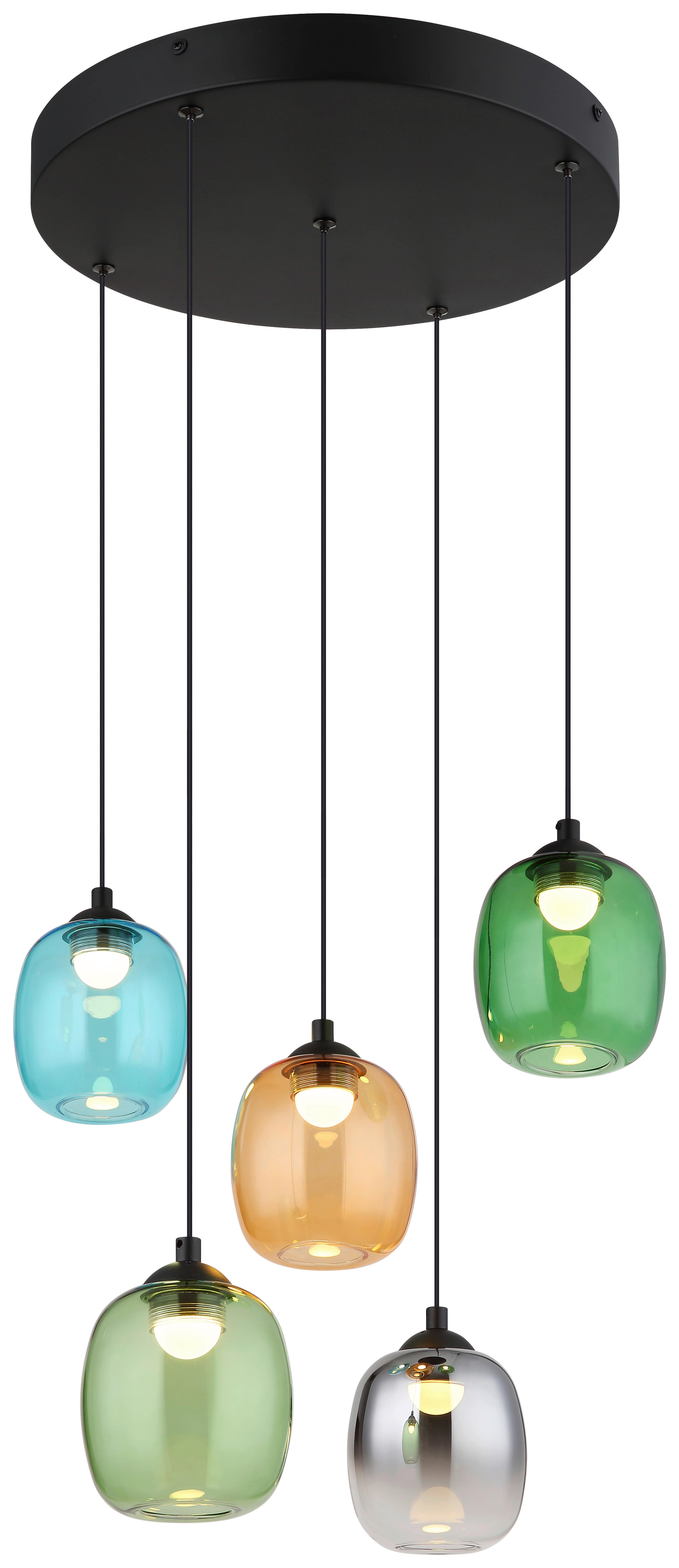 GLOBO LED-Pendelleuchte MINARA 31479508 schwarz bunt Metall Kunststoff Glas H/D: ca. 150x43 cm 1.0 Brennstellen MINARA - bunt/schwarz (43,00/150,00cm) - GLOBO