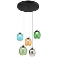 GLOBO LED-Pendelleuchte MINARA 31479508 schwarz bunt Metall Kunststoff Glas H/D: ca. 150x43 cm 1.0 Brennstellen MINARA - bunt/schwarz (43,00/150,00cm) - GLOBO