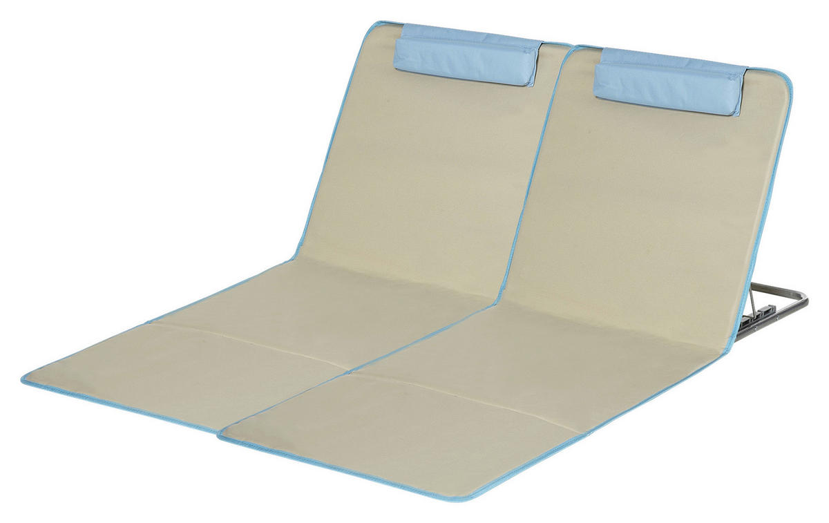 Outsunny Strandliege 2er Set hellblau Stahl B/H/L: ca. 53x35x124 cm Strandliege 2er Set - beige/hellblau (124,00/53,00/35,00cm) - Outsunny
