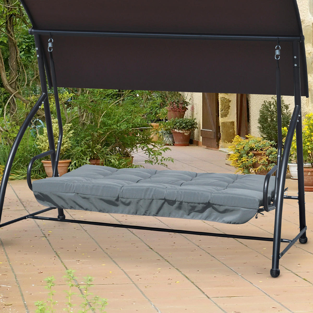 Outsunny Sitzkissen dunkelgrau Schaumstoff B/H/L: ca. 100x8x170 cm Sitzkissen - dunkelgrau (170,00/100,00/8,00cm) - Outsunny