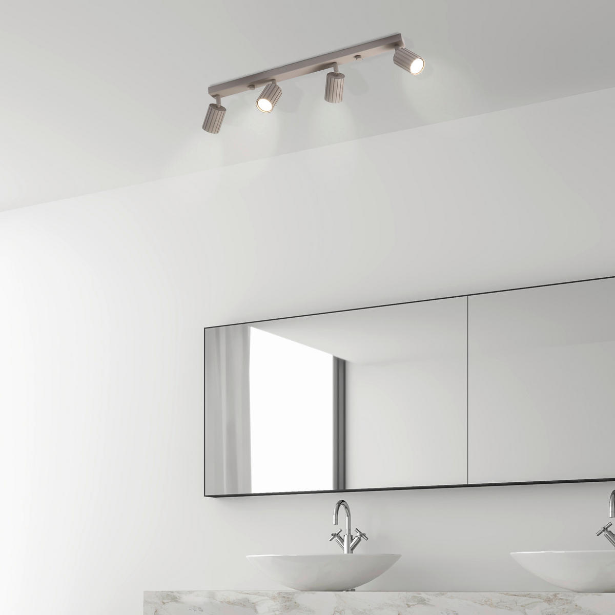 Lamkur Strahler beige Stahl B/H/L: ca. 6,5x16,5x81 cm 4 Brennstellen Prisma - beige (81,00/6,50/16,50cm) - Lamkur