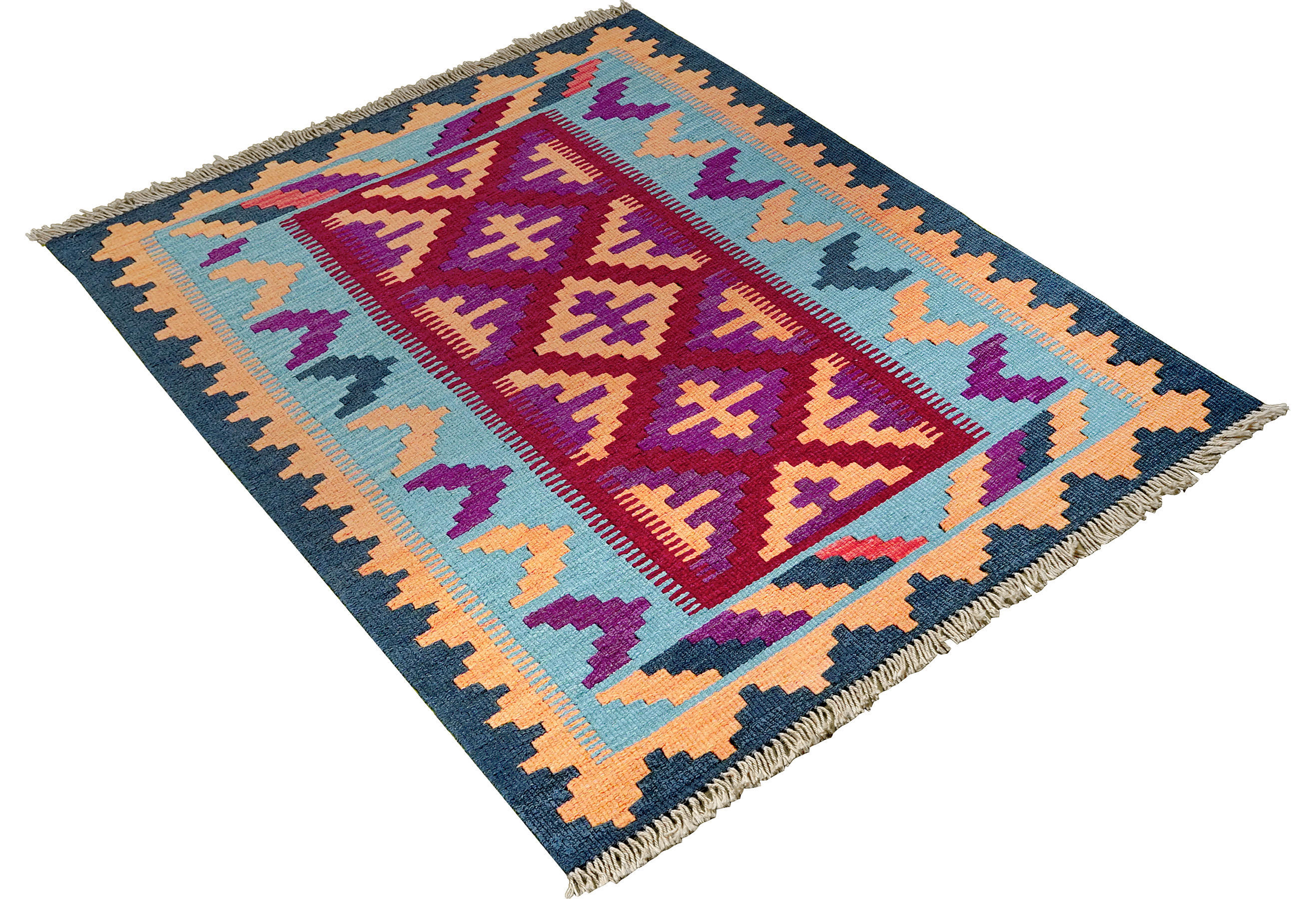 PersaTepp Teppich Kelim Gashgai rot B/H/L: ca. 82x1x127 cm Kelim Gashgai - blau/rot (127,00/82,00/1,00cm) - PersaTepp