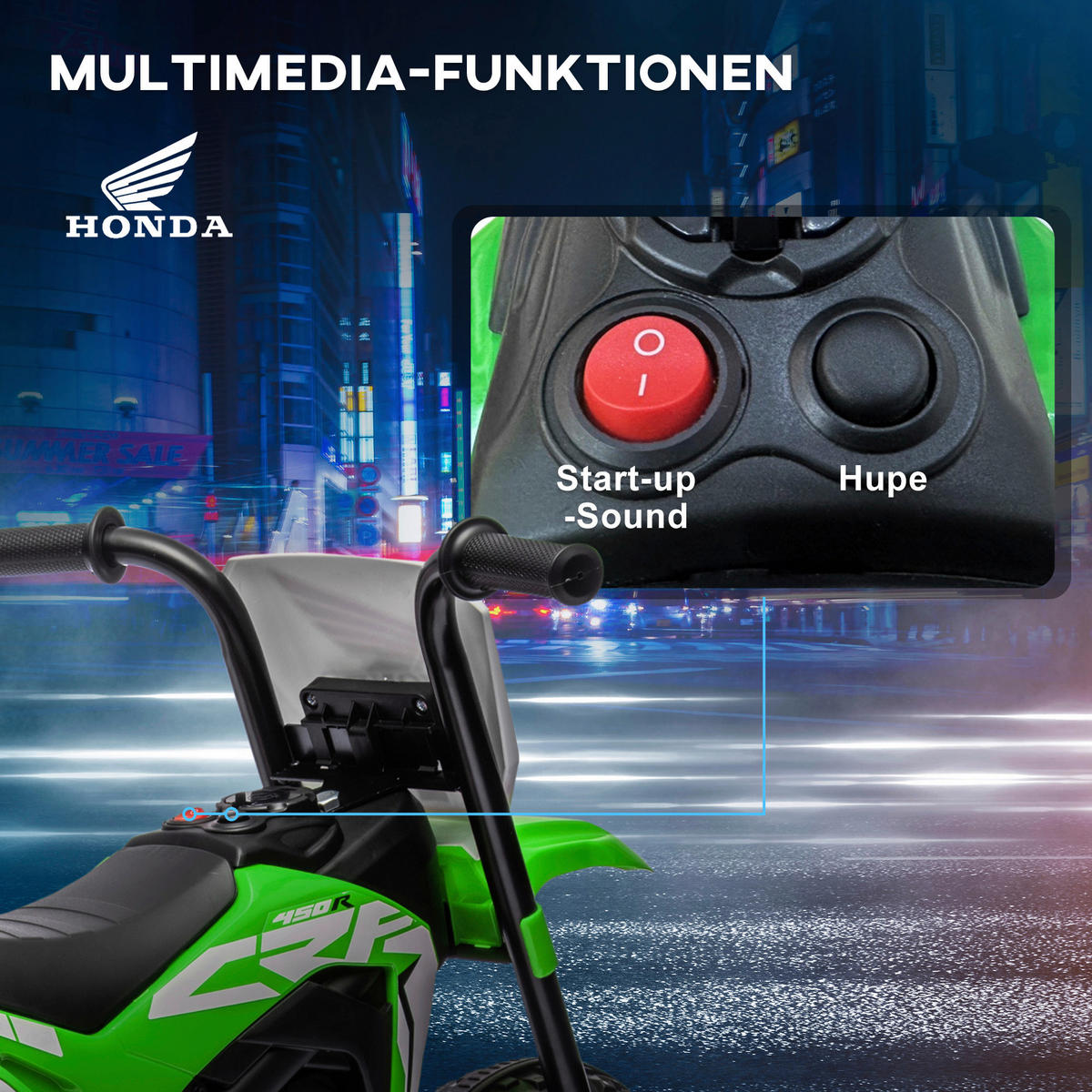 HOMCOM Kinder-Elektromotorrad grün B/H/L: ca. 40,5x43,5x71 cm Kinder-Elektromotorrad - grün (71,00/40,50/43,50cm) - HOMCOM