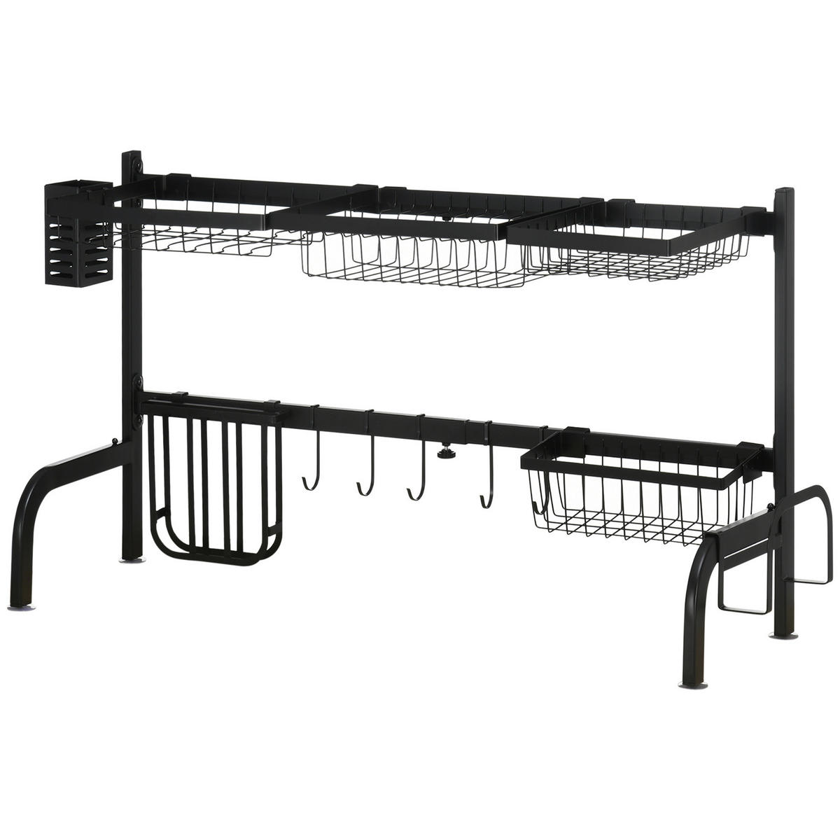 HOMCOM Küchenhelfer schwarz Edelstahl B/H/L: ca. 30x93x52 cm Abtropfgestell - schwarz (52,00/30,00/93,00cm) - HOMCOM
