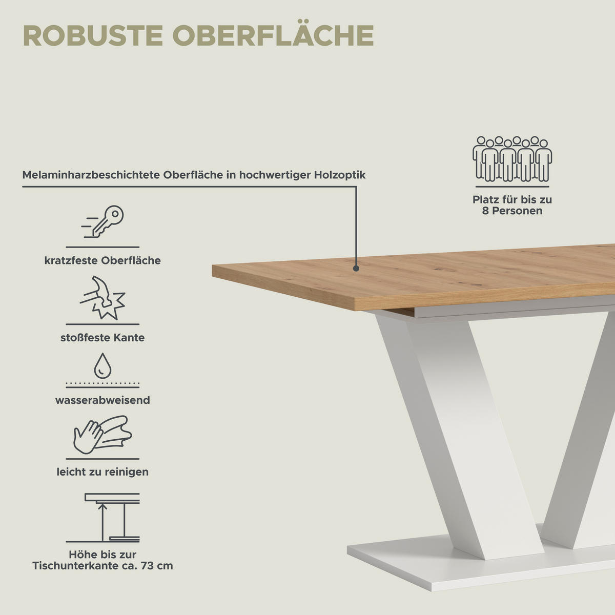 Esstisch MOTION weiß Artisan Nachbildung B/H/T: ca. 150x76x90 cm MOTION - weiß (150,00/76,00/90,00cm) - xonox.home