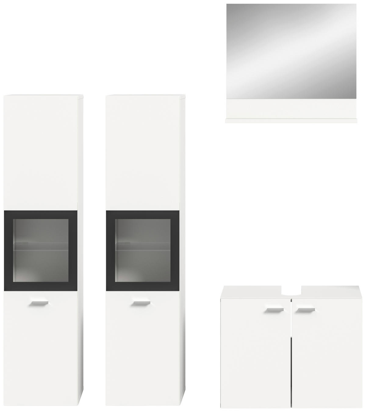 Badezimmer-Set BOSTON weiß schwarz B/H/T: ca. 137x186x33 cm BOSTON - weiß/schwarz (137,00/186,00/33,00cm) - xonox.home