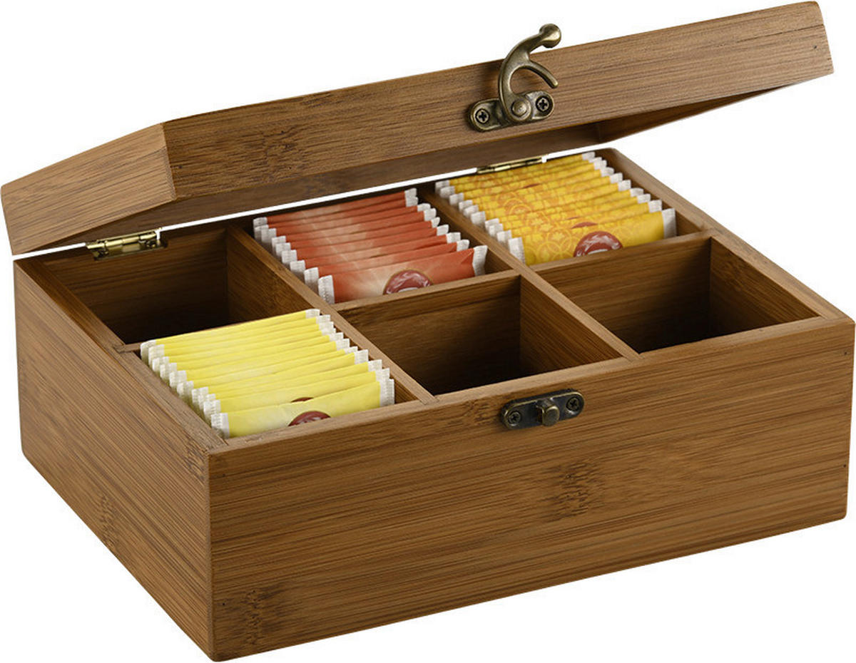 Kesper Teebox braun Bambus B/H/L: ca. 16x9x21,8 cm Tee-Box - braun (21,80/16,00/9,00cm) - Kesper