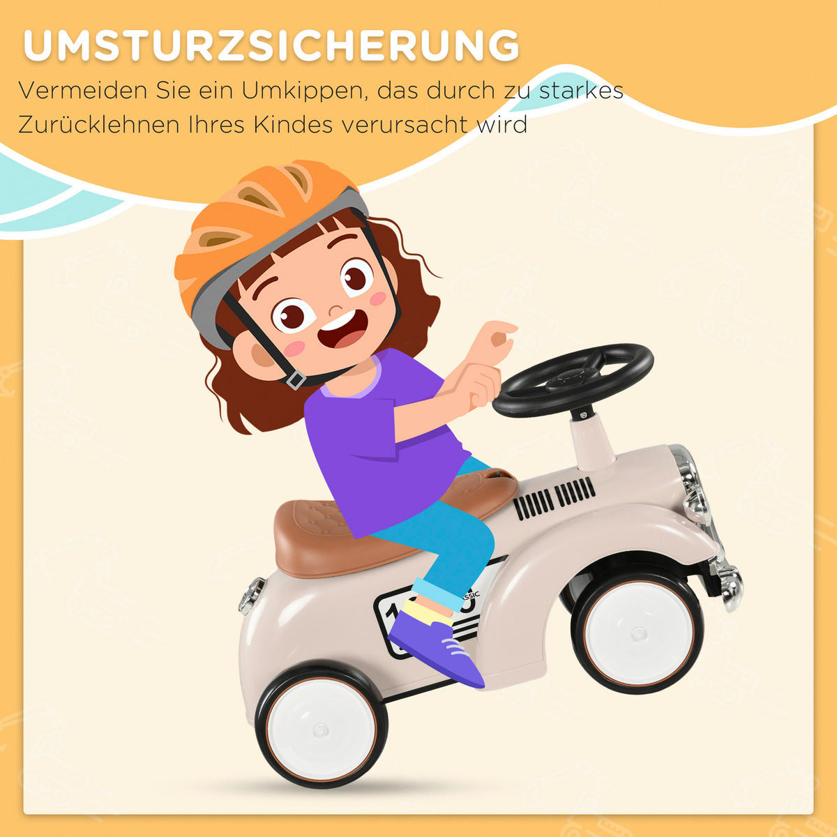 AIYAPLAY Rutschauto cremeweiß B/H/L: ca. 27x35x58 cm Rutschauto - cremeweiß (58,00/27,00/35,00cm) - AIYAPLAY