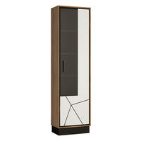 Standvitrine Brolo Eiche Cartania Nachbildung weiß Hochglanz schwarz B/H/T: ca. 57x209x37 cm Brolo - Eiche/weiß (57,00/209,00/37,00cm)