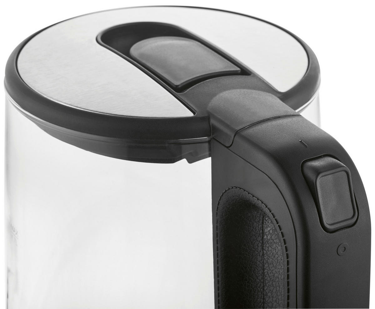 GOURMETmaxx Wasserkocher schwarz silber Glas Edelstahl B/H/L: ca. 15x24x21 cm ca. 1,7 l Wasserkocher_Glas 12053 - schwarz/silber (21,00/15,00/24,00cm) - GOURMETmaxx