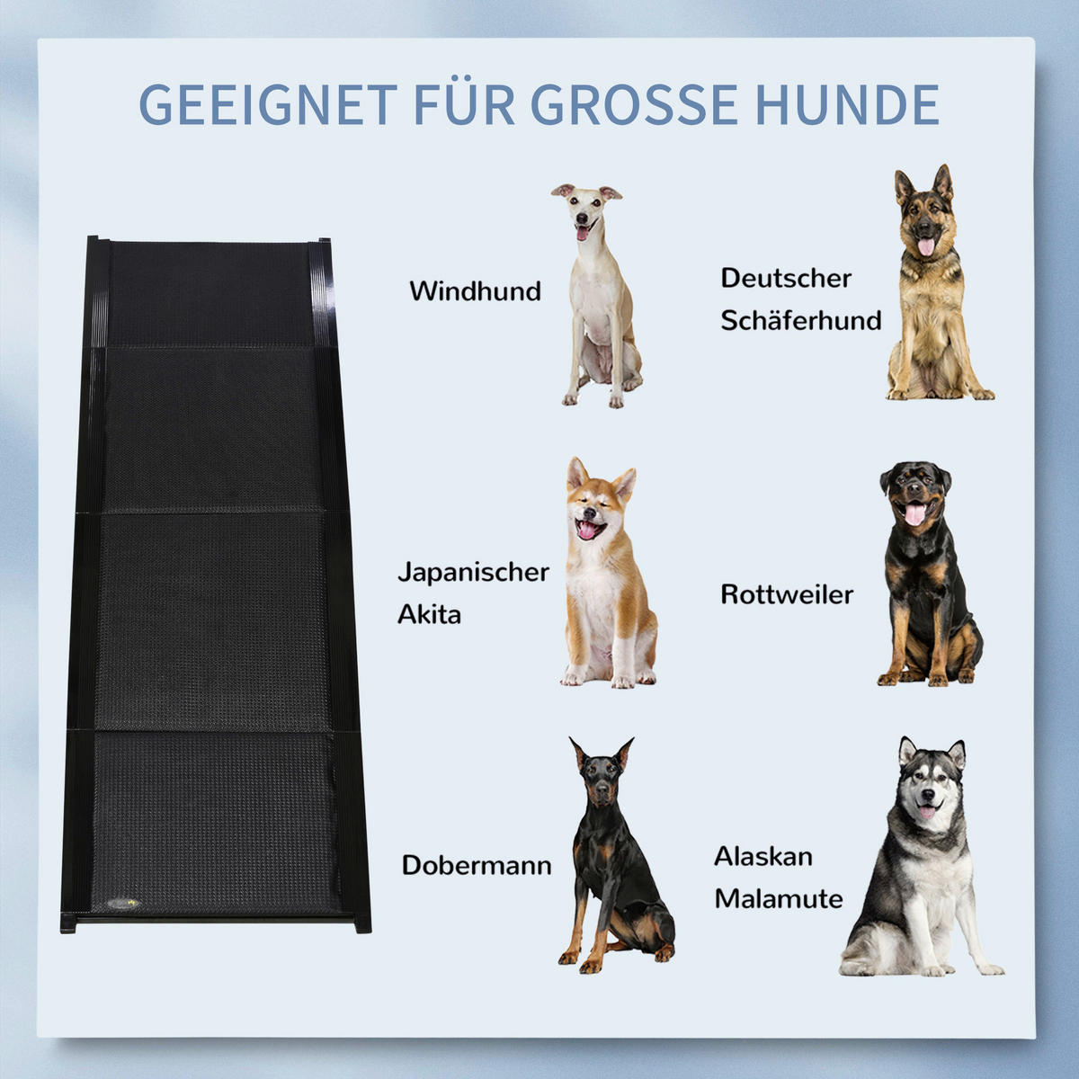 PawHut Klappbare Haustierrampe schwarz Aluminium B/H/L: ca. 43,5x158x2,5 cm Haustierrampe - schwarz (2,50/43,50/158,00cm) - PawHut