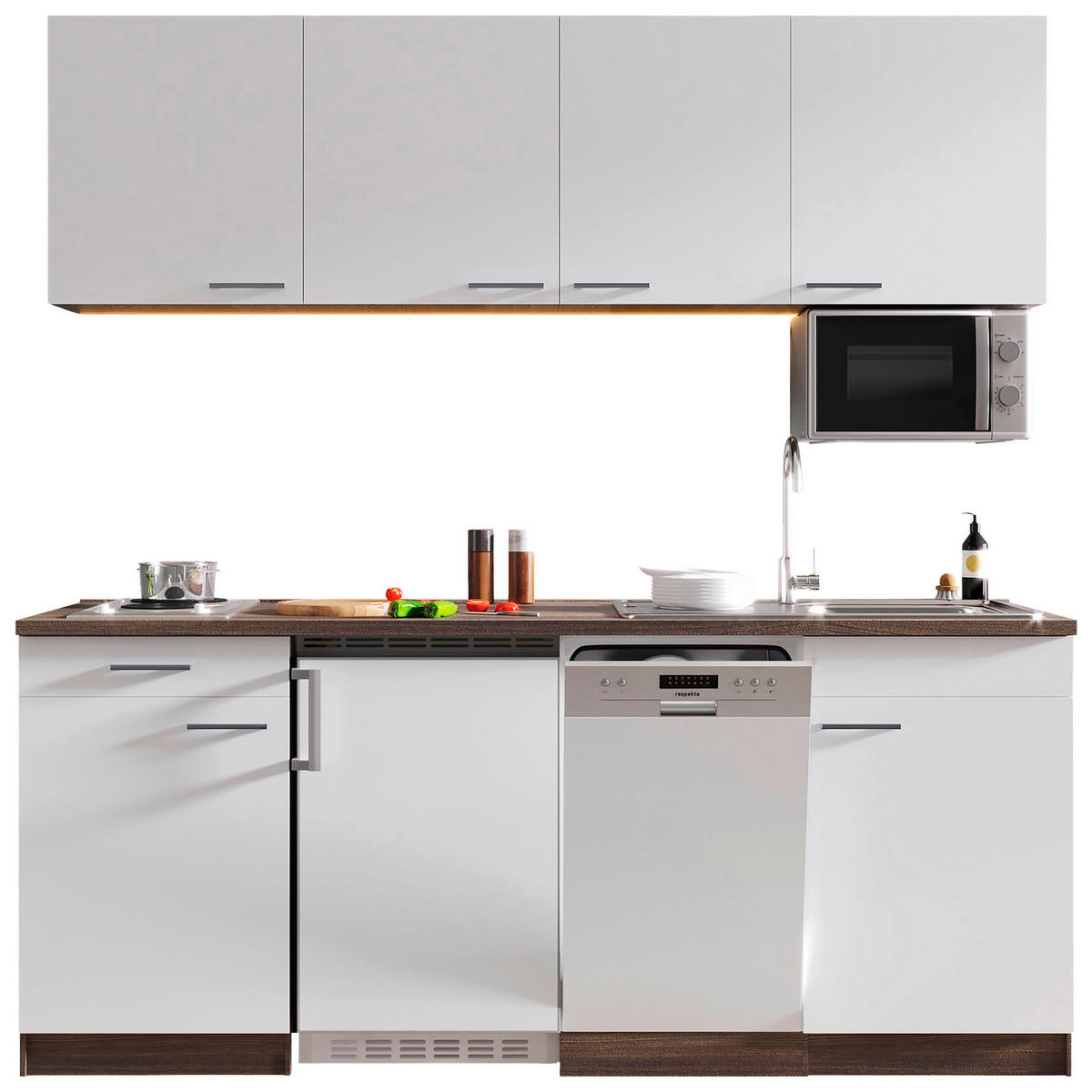 Respekta Küchenblock Economy weiß matt B/H/T: ca. 195x200x60 cm Economy - Eiche/weiß (195,00/200,00/60,00cm) - Respekta